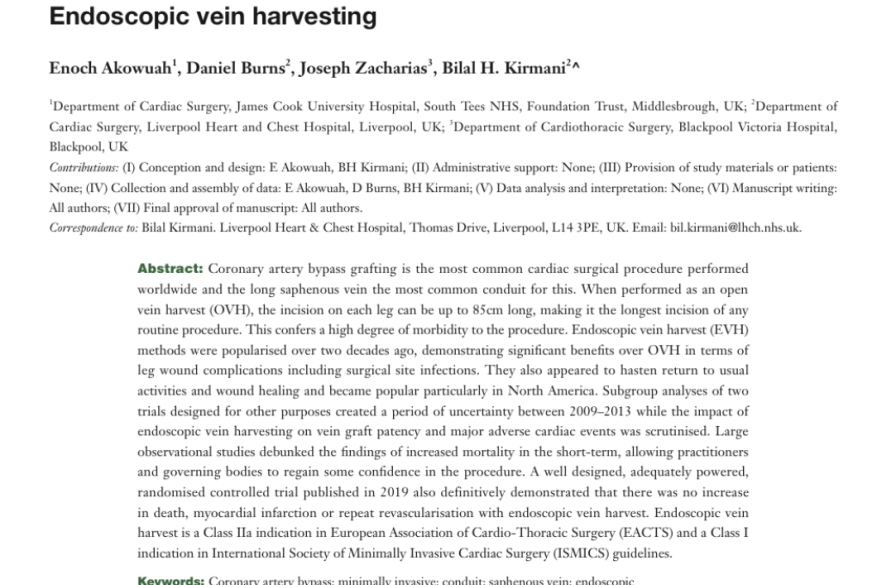 Endoscopic vein harvesting.