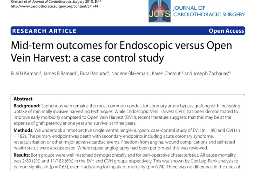 Endoscopic vein harvesting: does the learning curve influence outcomes?