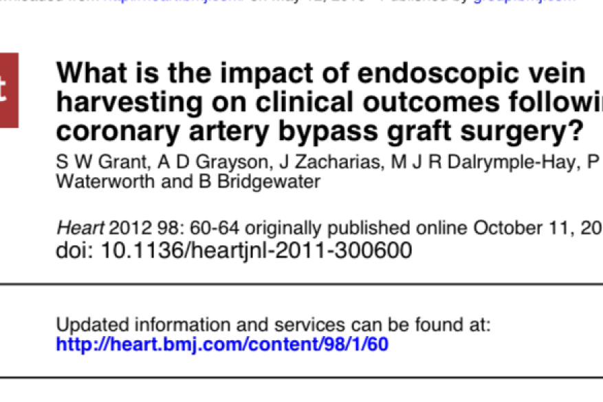 What is the impact of endoscopic vein harvesting on clinical outcomes following coronary artery bypass graft surgery